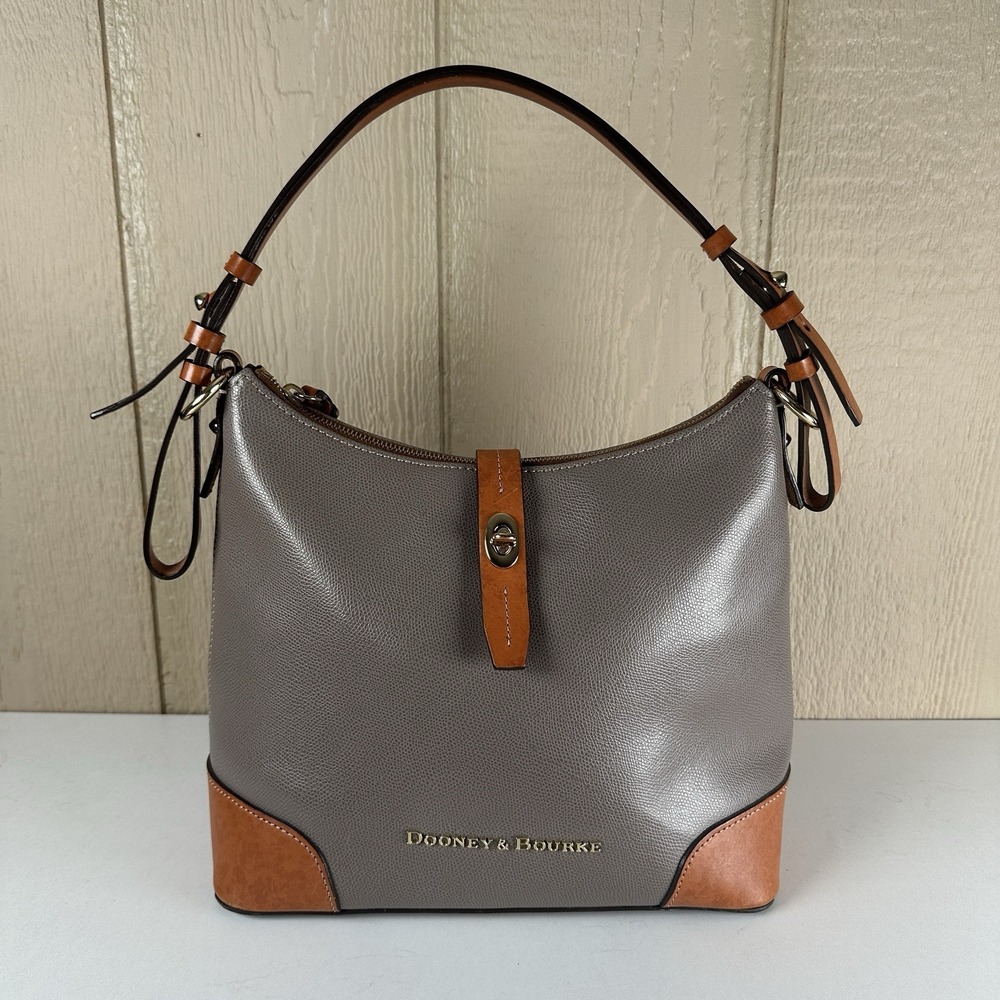 DOONEY & BOURKE Claremont Hobo Satchel Taupe Leather Tote Shoulder Hand Bag